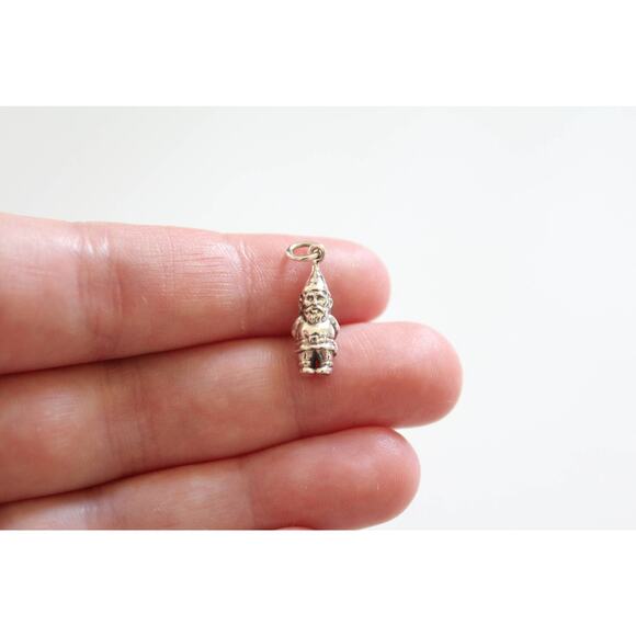 Sterling Silver Garden Gnome Charm, Gnome Charm, Gnome Pendant - Picture 1 of 3